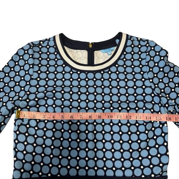 Draper James Persley Ponte Blue Polka Dot 3/4 Sleeve Dress - Picture 8 of 9